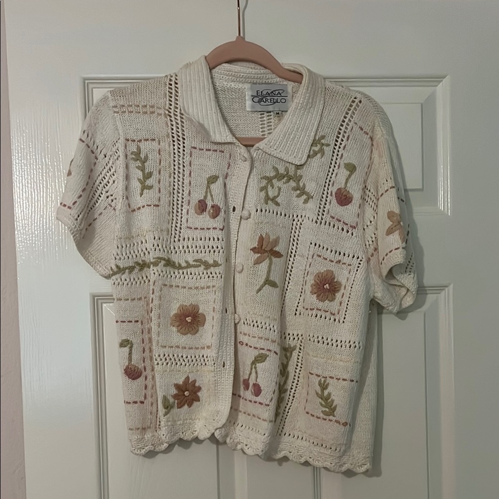 Floral Knit Button-Up Cardigan